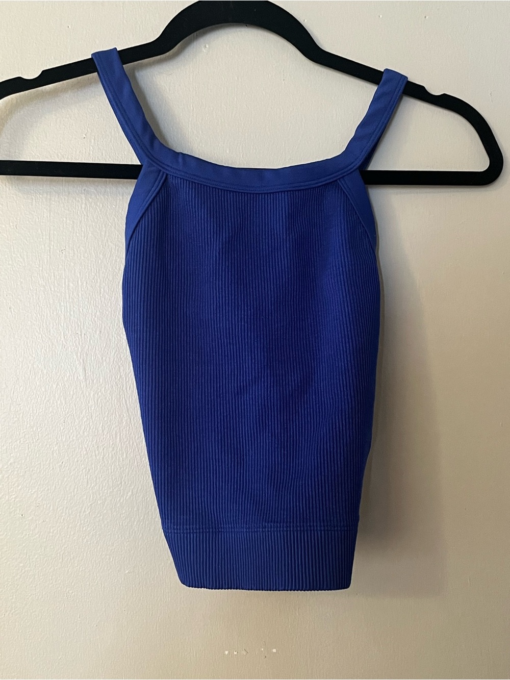 Gilly Hicks Ribbed High Neck Sports Bra Blue Cross Back Womens XL
